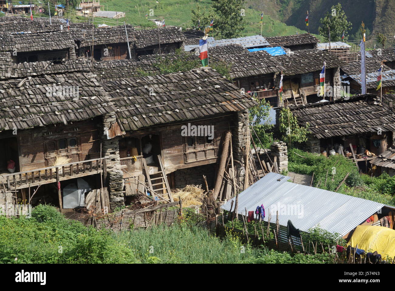 Ghatlang Dorf in Nepal nach dem Erdbeben Stockfoto