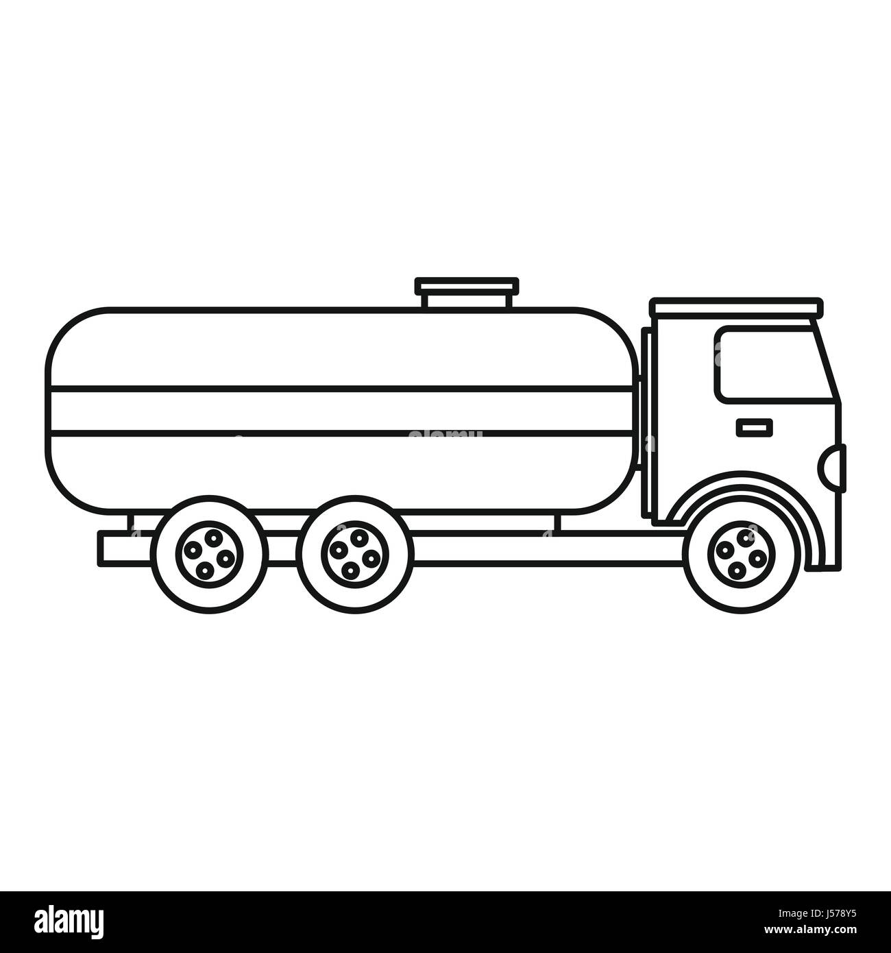 Treibstoff-Tanker-Lastwagen-Symbol, Umriss-Stil Stock Vektor