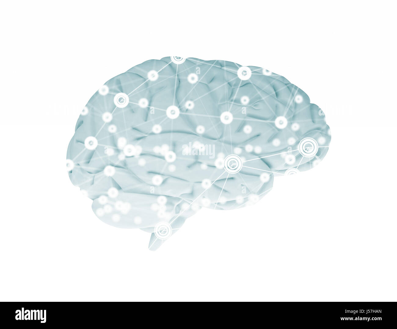 Gehirn und Netzwerk Muster 3d render Stockfoto