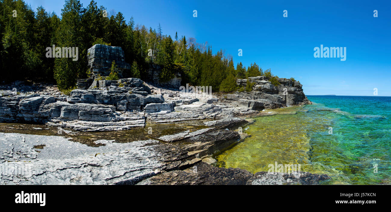 Bruce Peninsula National Park. Tobermory Ontario Kanada. Panoramabild Stockfoto