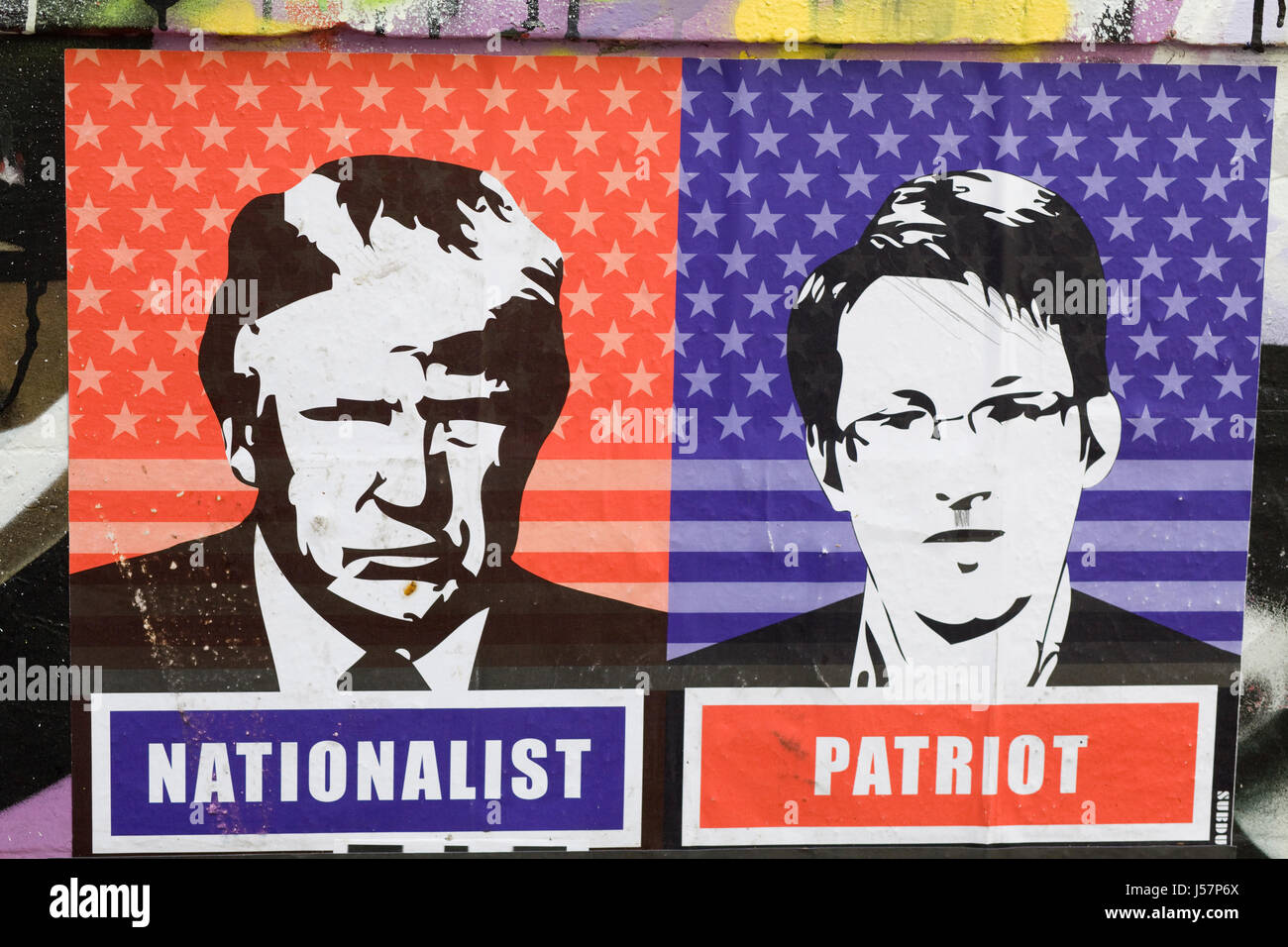 Trump und Snowdon poster Stockfoto