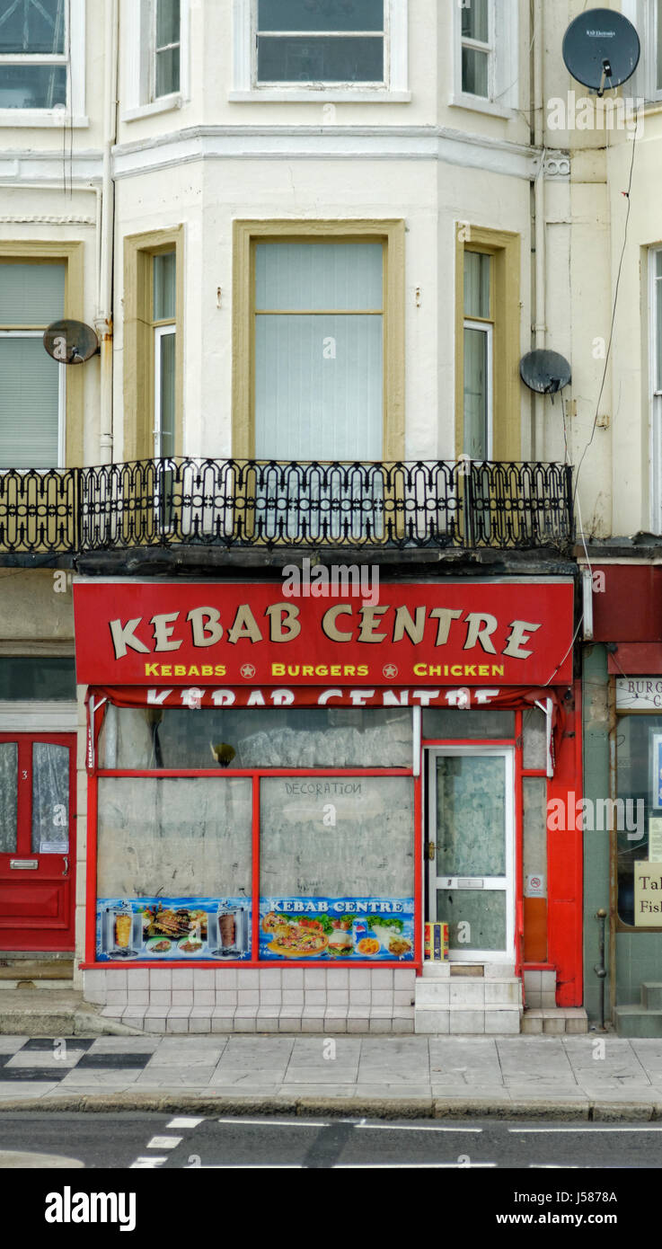 London, England - 16. September 2009: Take Away Food Shop Verkauf von Fast-Food, Take Out Stockfoto