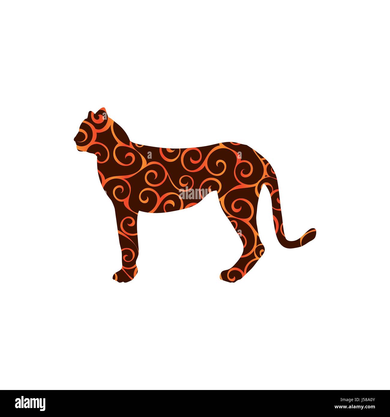 Cheetah wildcat Farbe Silhouette Tier Stock Vektor