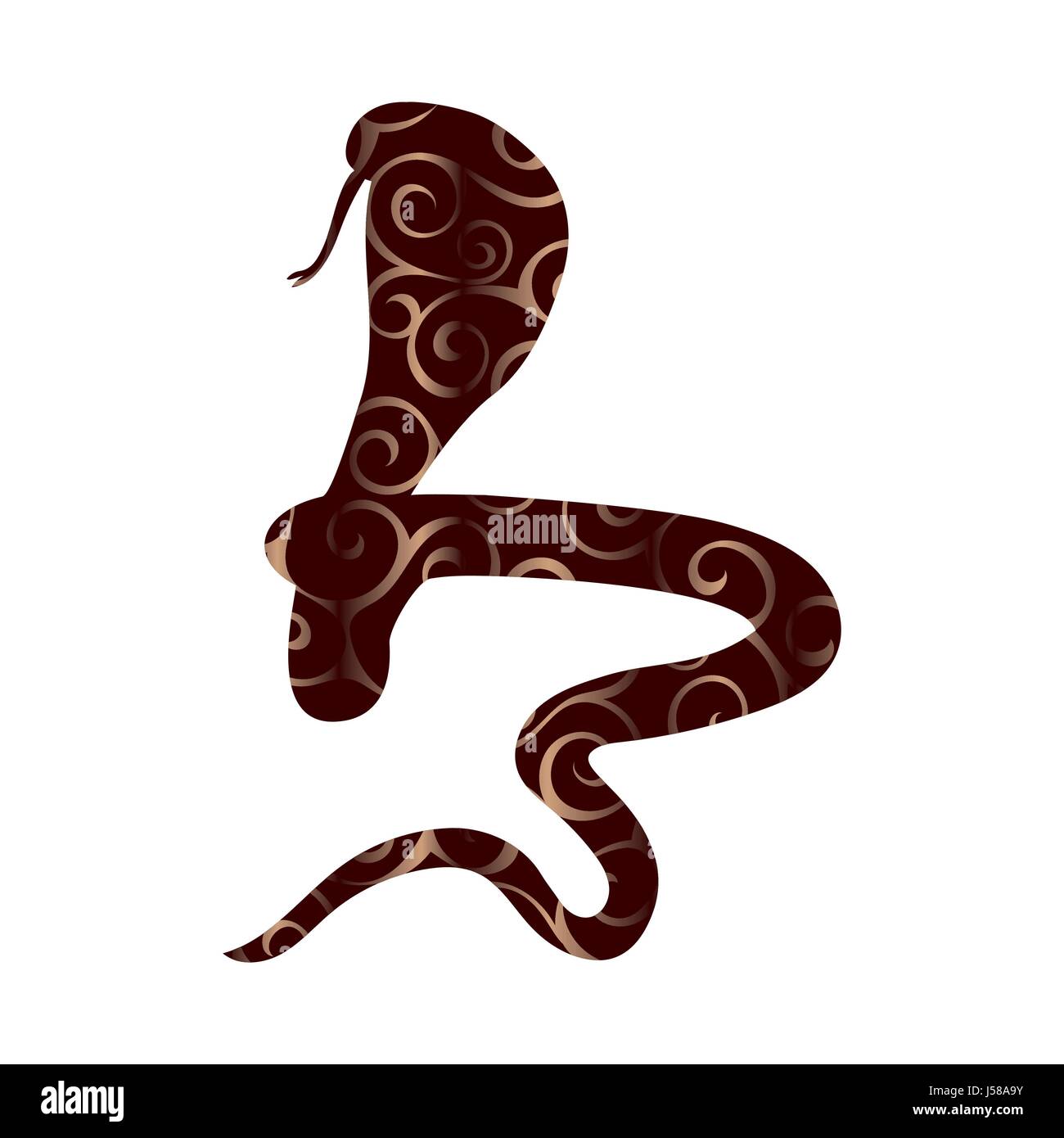Kobra Schlange Reptil Farbe Silhouette Tiere Stock Vektor