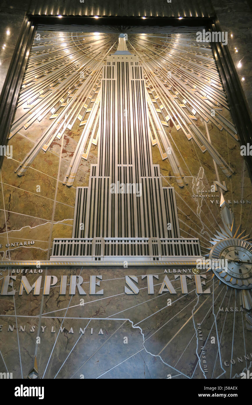 Empire State Building Lobby in New York City, USA Stockfoto