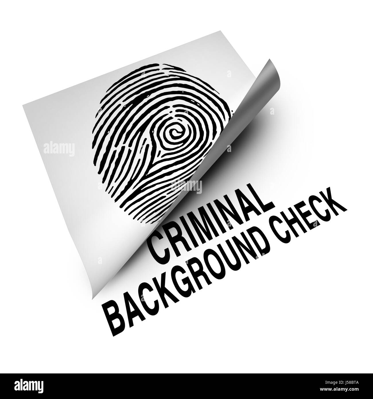 Kriminellen Hintergrund Check Konzept und Beschäftigung Screening potenzieller Kandidaten mit einer Polizei-Analyse zu überprüfen. Stockfoto