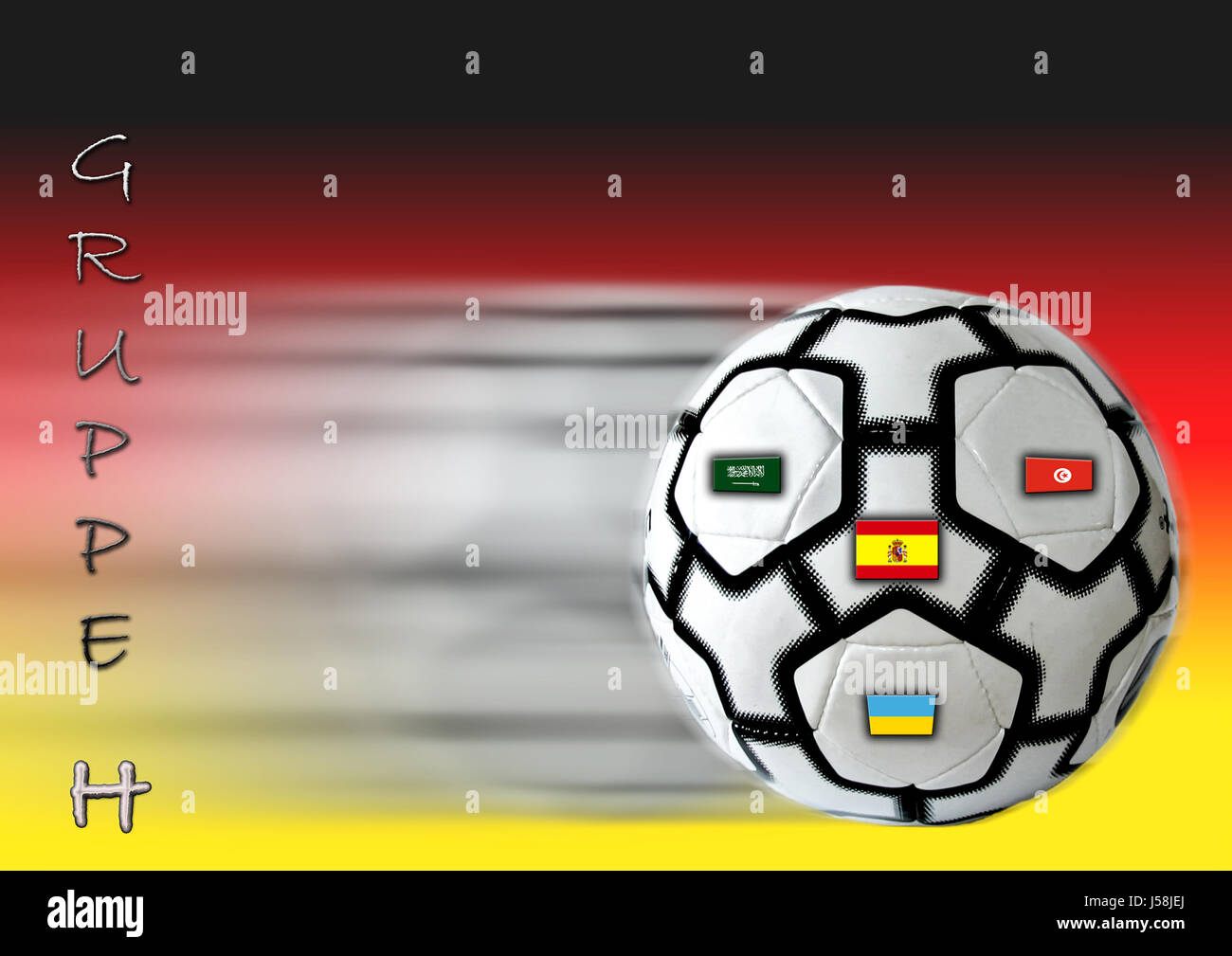 Sport Sport-Ball Ball Sport Spanien Foto Zusammensetzung Tunesien Deutschland Flagge Fahne Stockfoto