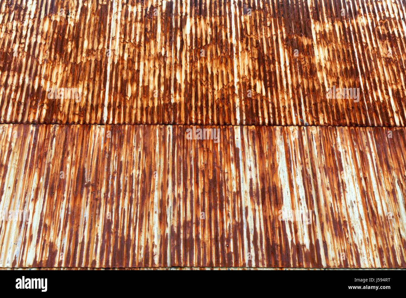 Rost Muster auf verwitterte Wellblech Abstellgleis Wand Stockfoto