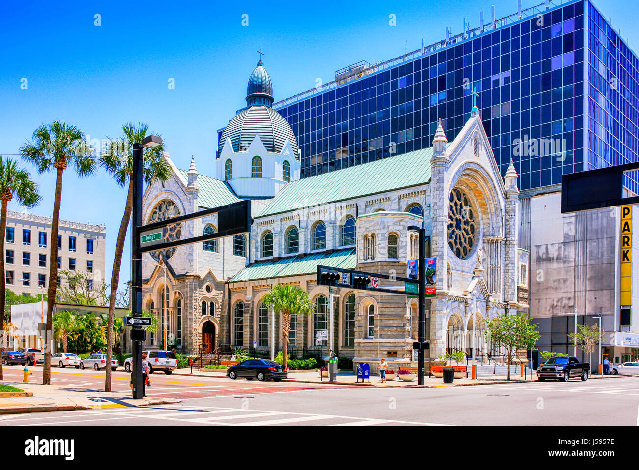 Die Sacred Heart Catholic Church in der Innenstadt von Tampa FL Stockfoto