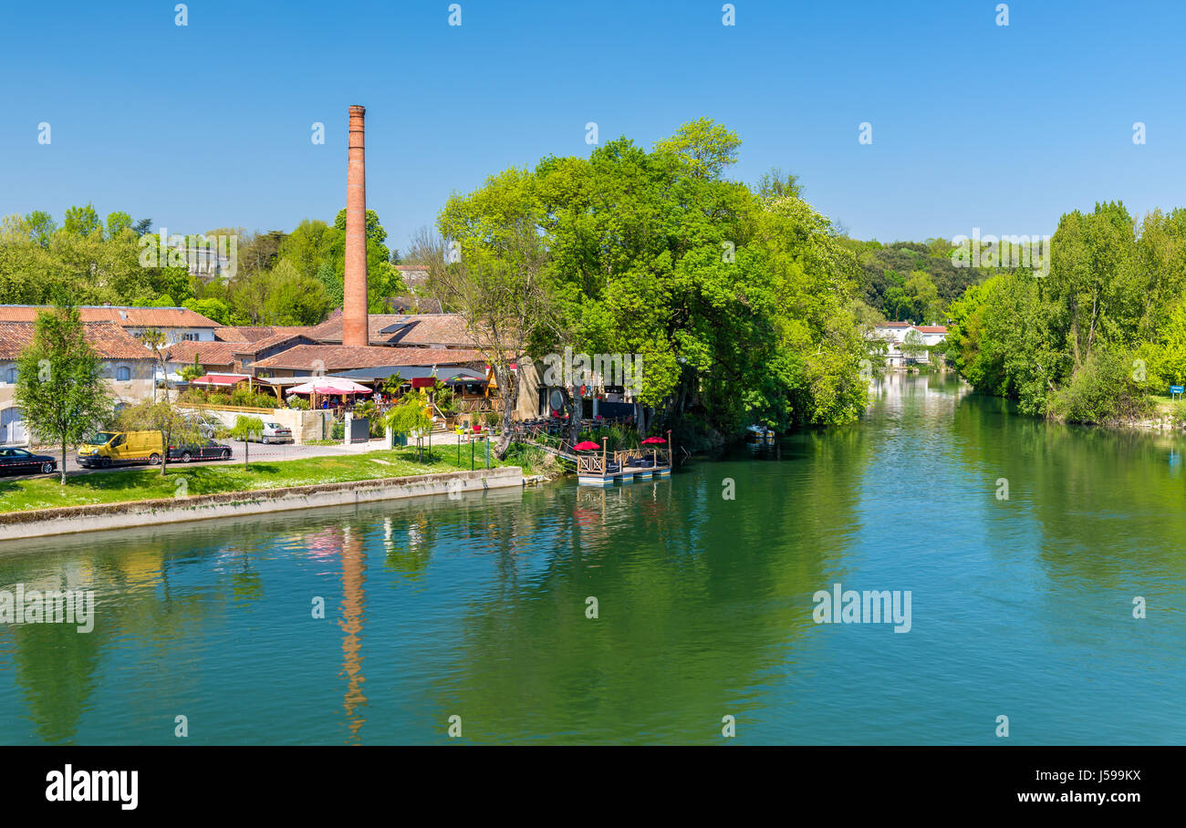 Malerische Landschaft des Flusses Charente an Cognac, Frankreich Stockfoto