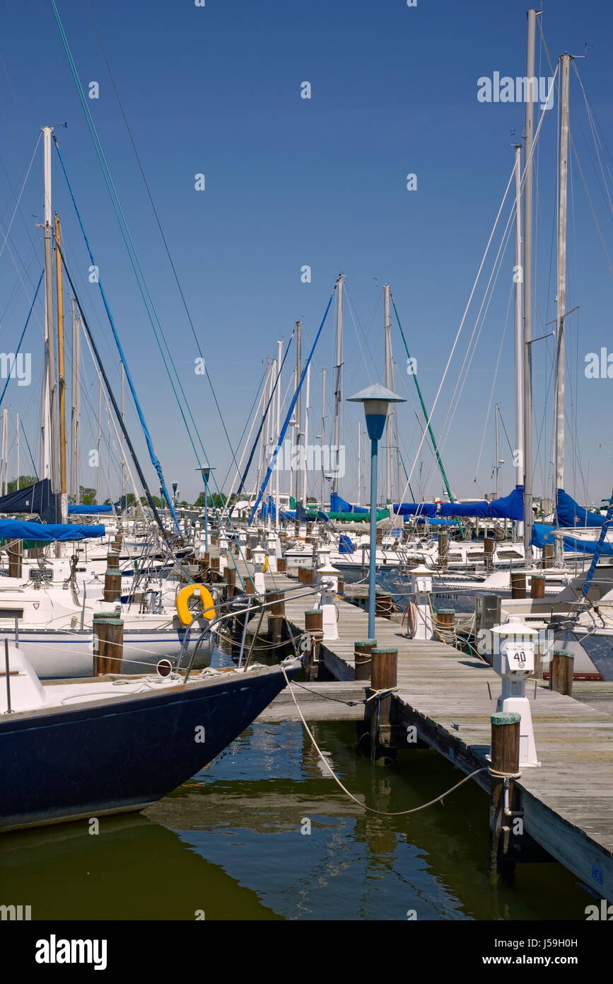 Kai lange - nun eine Marina für die Stadt von Cambridge, MD, Long Wharf Schiffe aus Afrika und Westindien und Amerikas tiefen Süden erhalten. Stockfoto