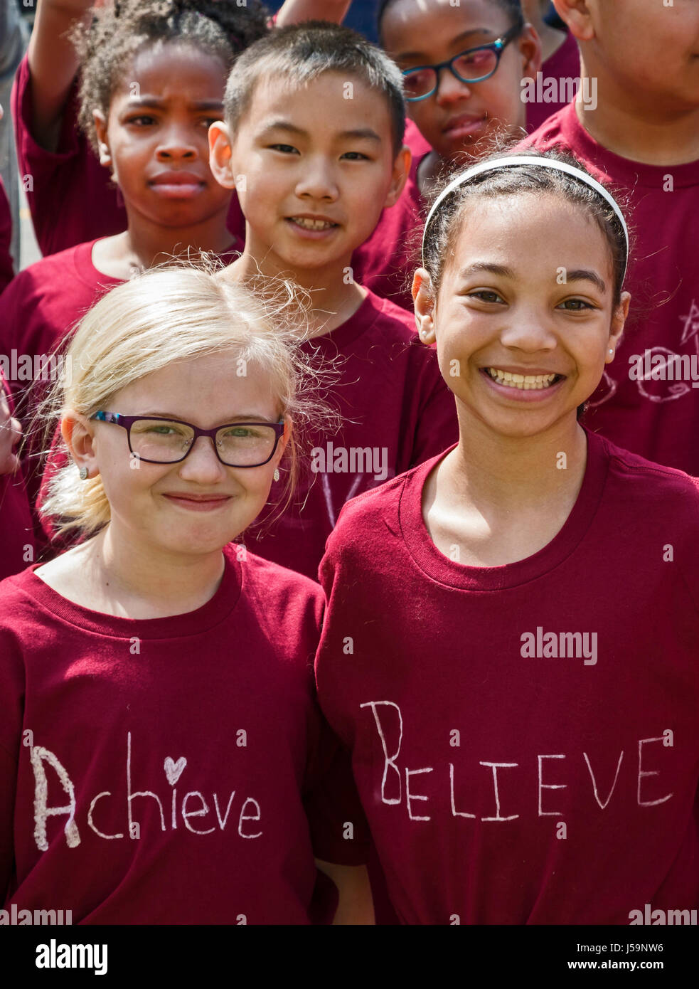 Detroit, Michigan - Kinder von Stadtschule in Grand Blanc, Michigan Detroit zu besuchen. Stockfoto