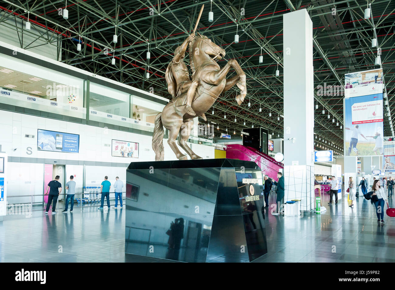 Ankunftshalle in Skopje Alexander der Große Flughafen, Petrovec 1043, Skopje, Skopje Region, Republik Nördlich Mazedonien Stockfoto