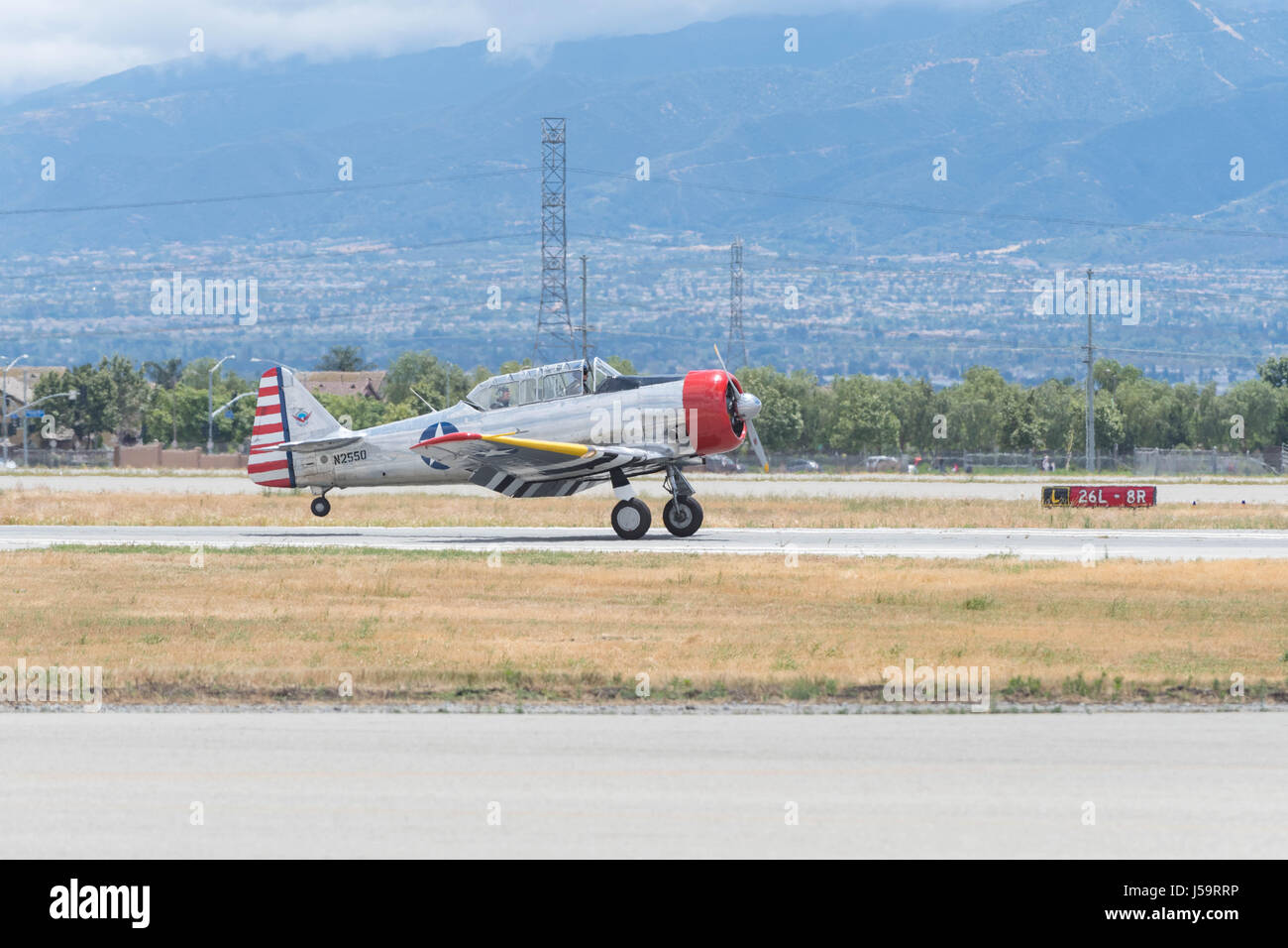 Chino, USA – 7. Mai 2017: SNJ 5 Texaner auf dem Display während Flugzeuge der Ruhm Air Show in Chino Flughafen. Stockfoto