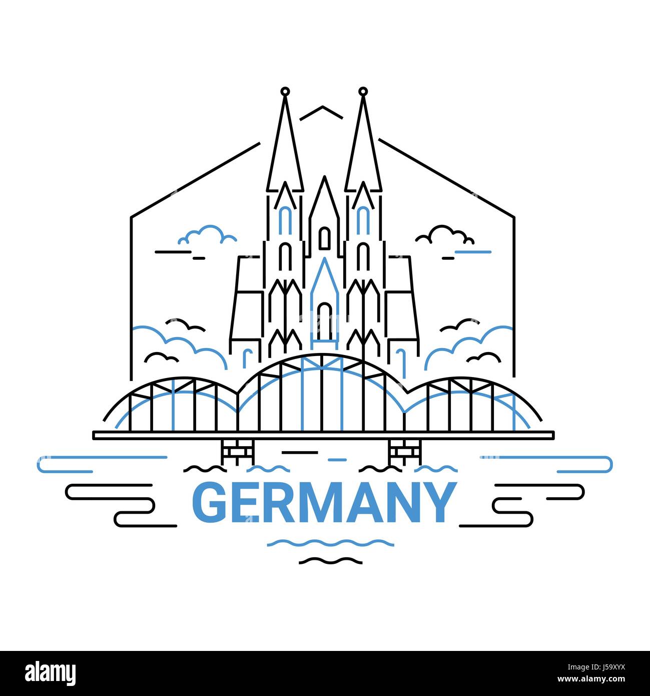 Deutschland - moderne Linie Reisen Vektorgrafik Stock Vektor