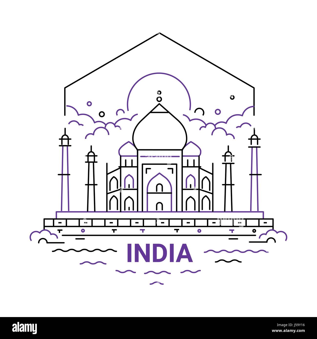 Indien - moderne Linie Reisen Vektorgrafik Stock Vektor