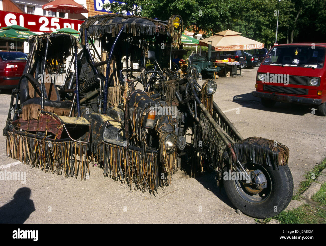 Reisen Sie Urlaub Urlaub Urlaub Urlaub schräg Polen schrille Motorrad Stockfoto