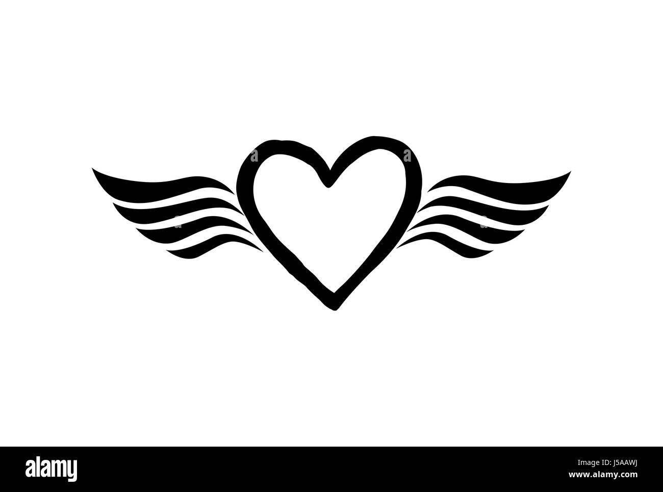 Liebe Herz Mit Flugeln Valentinstag Symbol Verlorene Liebe Zeichen Gut Fur Tattoo Stock Vektorgrafik Alamy