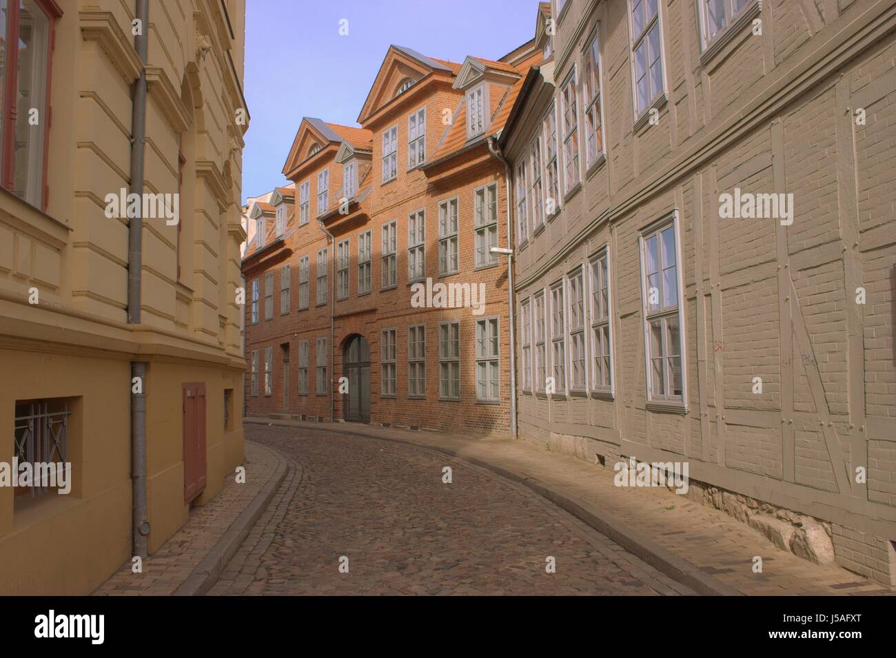 Häuser alte Stadt Mecklenburg Linkskurve Pfad Weg Straße Straße gasse Stockfoto