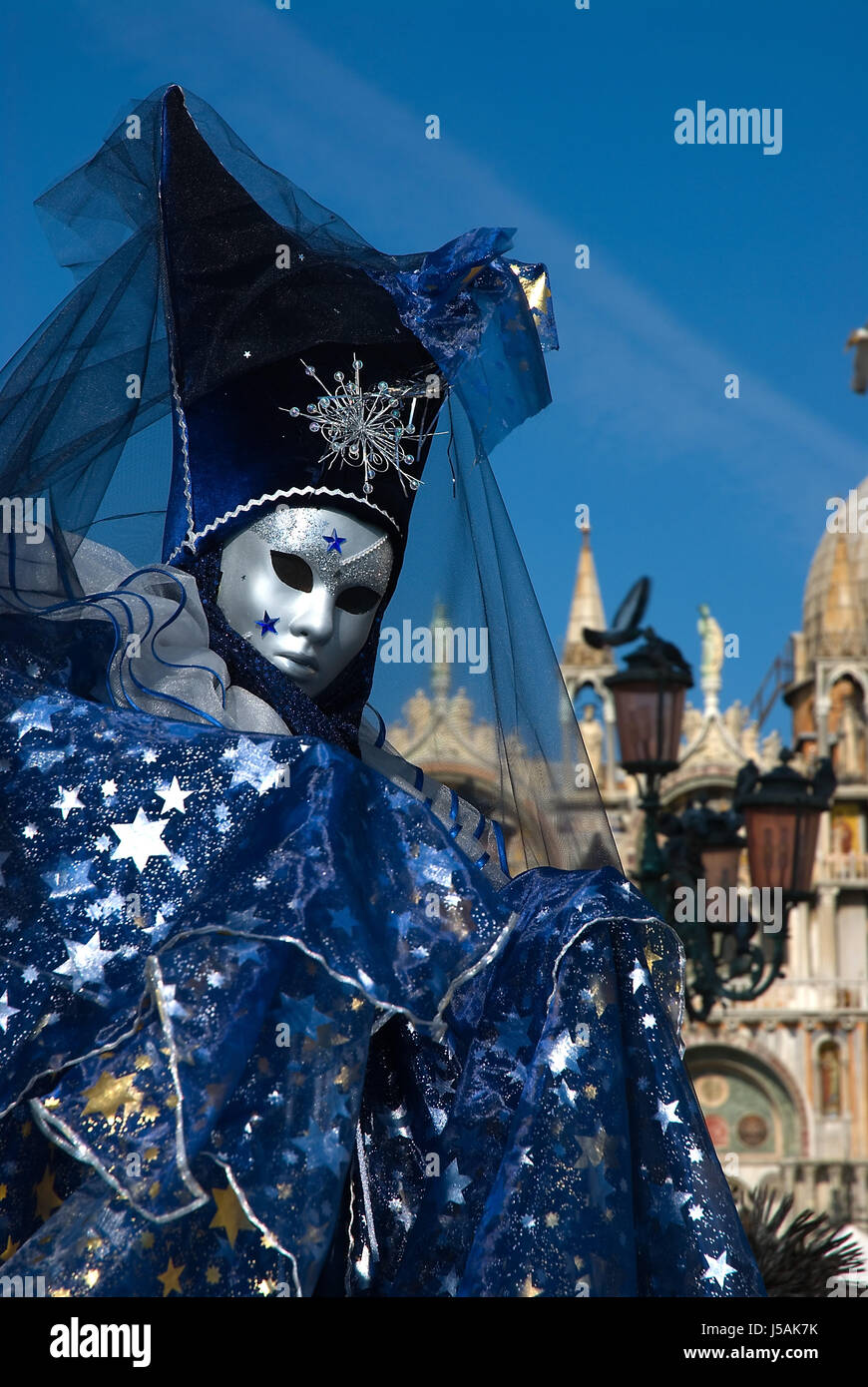 blau, Venedig, Masken, Karneval, Kostüm, maskiert, Italien, Marcusplatz Stockfoto