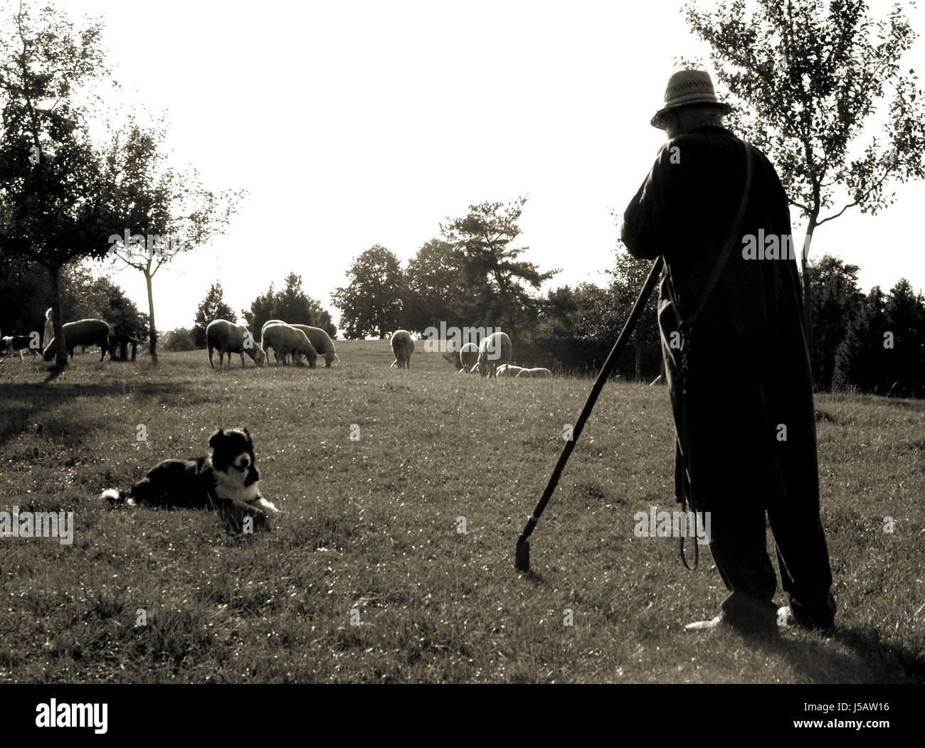 warten Sie warten Landwirtschaft Landwirtschaft Hut Wache Funkstille stille Ruhe Stockfoto