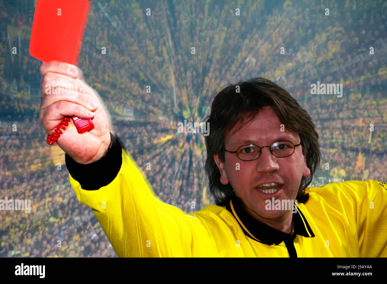 rot vor einem Publikum Stockfoto