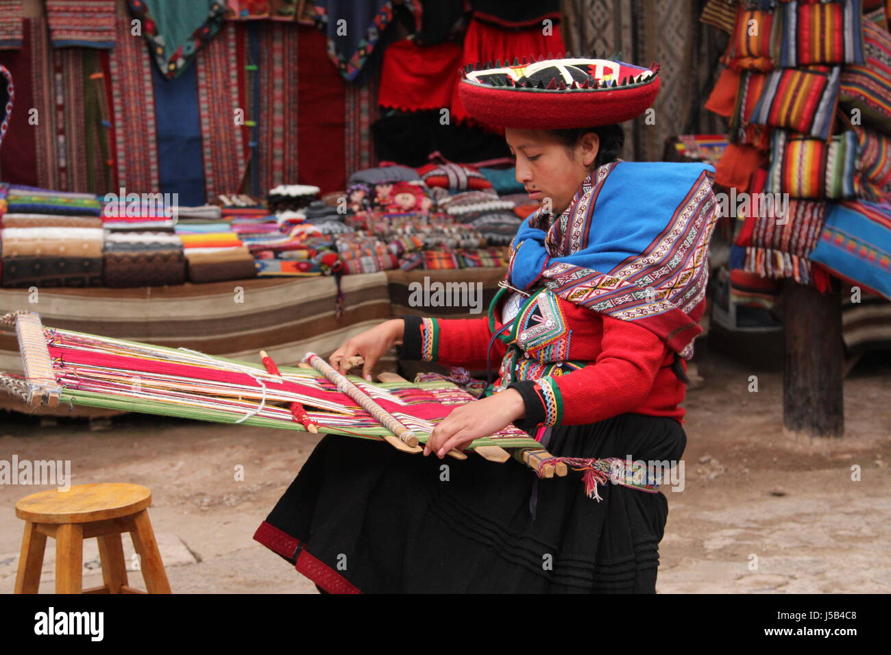 Textil-Herstellung in Peru Stockfoto
