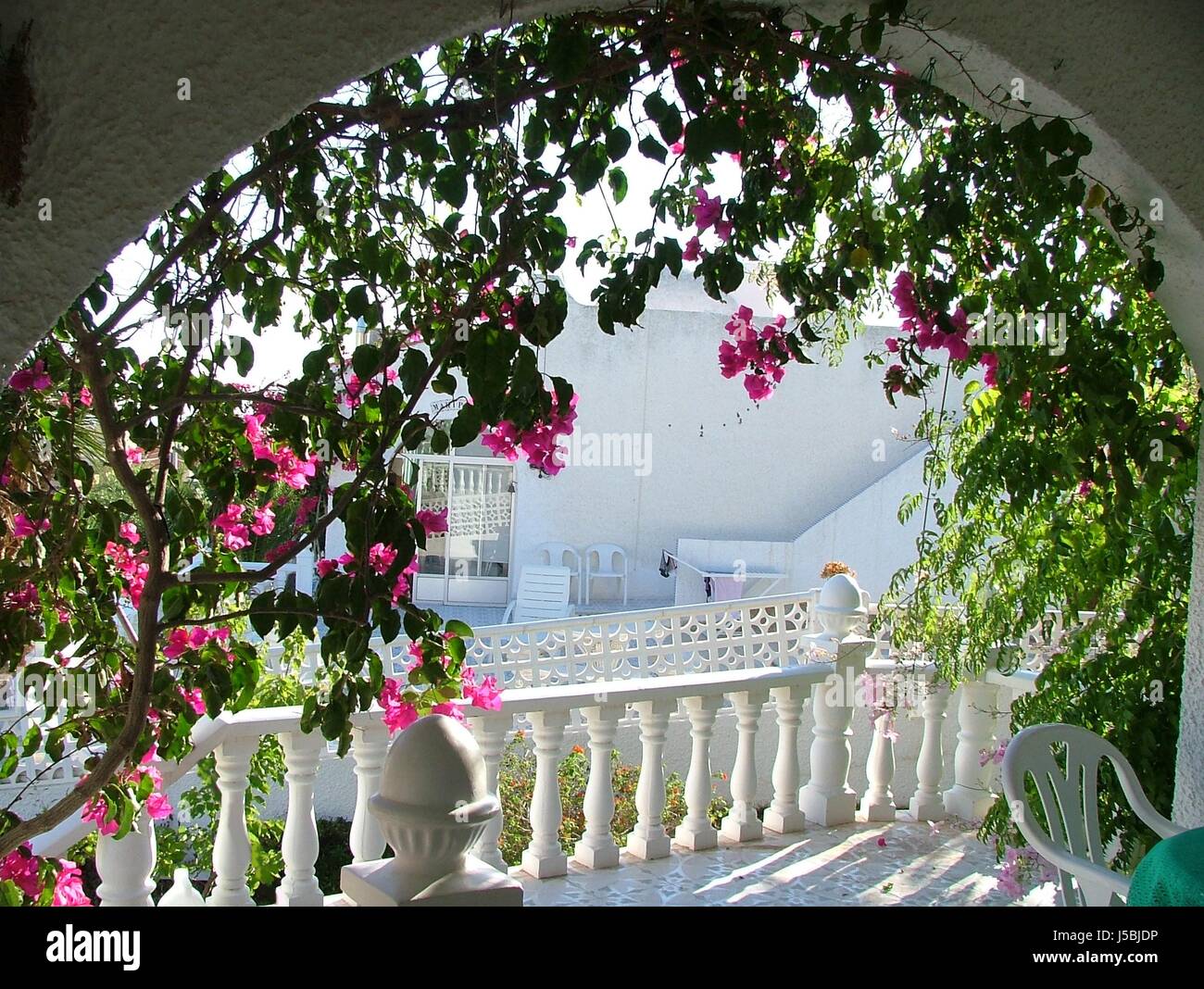 Terrasse träumt Villa Traum Haus Balustrade Haus Im Sden Mediterranes haus Stockfoto