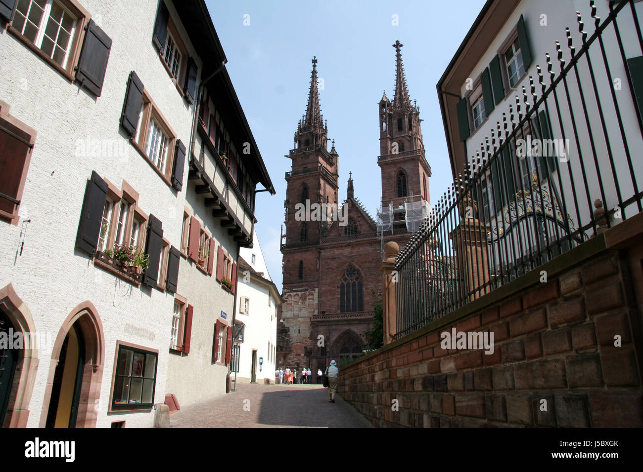 Stadt Hafen Rhein Schweiz Stadtbild Häfen Stadt Basel anzeigen Stockfoto