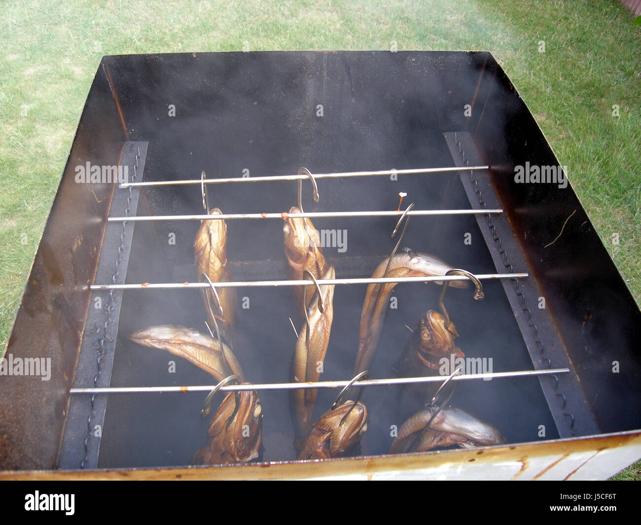 Rauch Rauchen Zigaretten Rauch feiern ausgelassene schwelgt feiert den Fisch Sommer Stockfoto