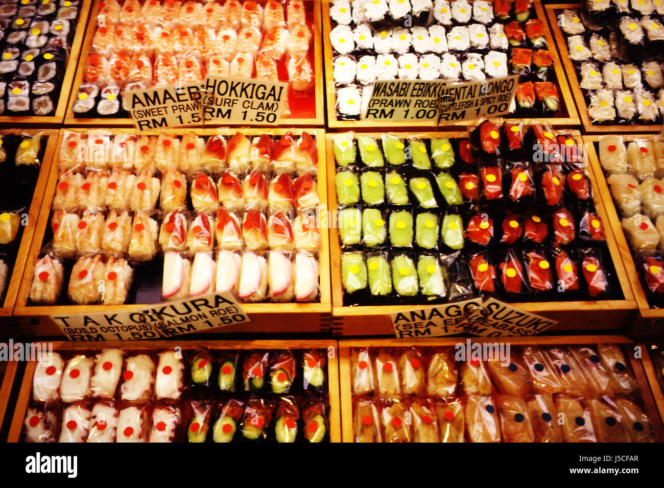 Sushi, Japanisch, Lachs, Fisch, Thunfisch, Thunfisch, Aal, Kuala Lumpur, Maki, nagiri Stockfoto