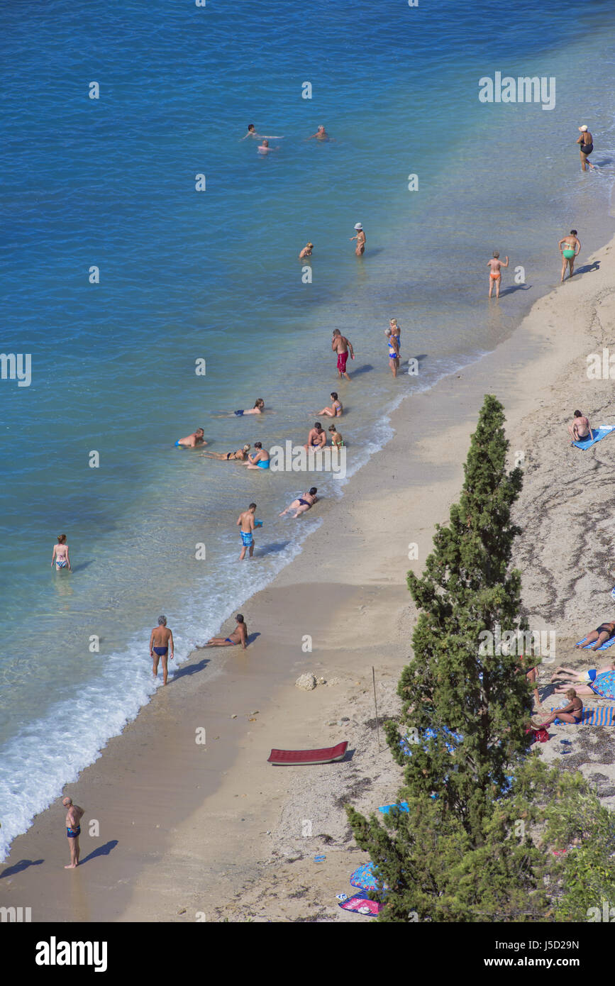 Valtos Strand, Parga, ionische Küste, in der Region Epirus, Griechenland Stockfoto