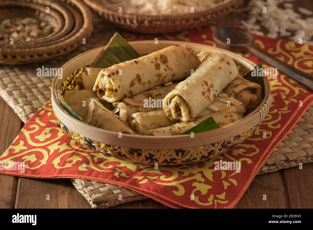 Alebele. Goan Kokos Pfannkuchen. Indien-Essen Stockfoto