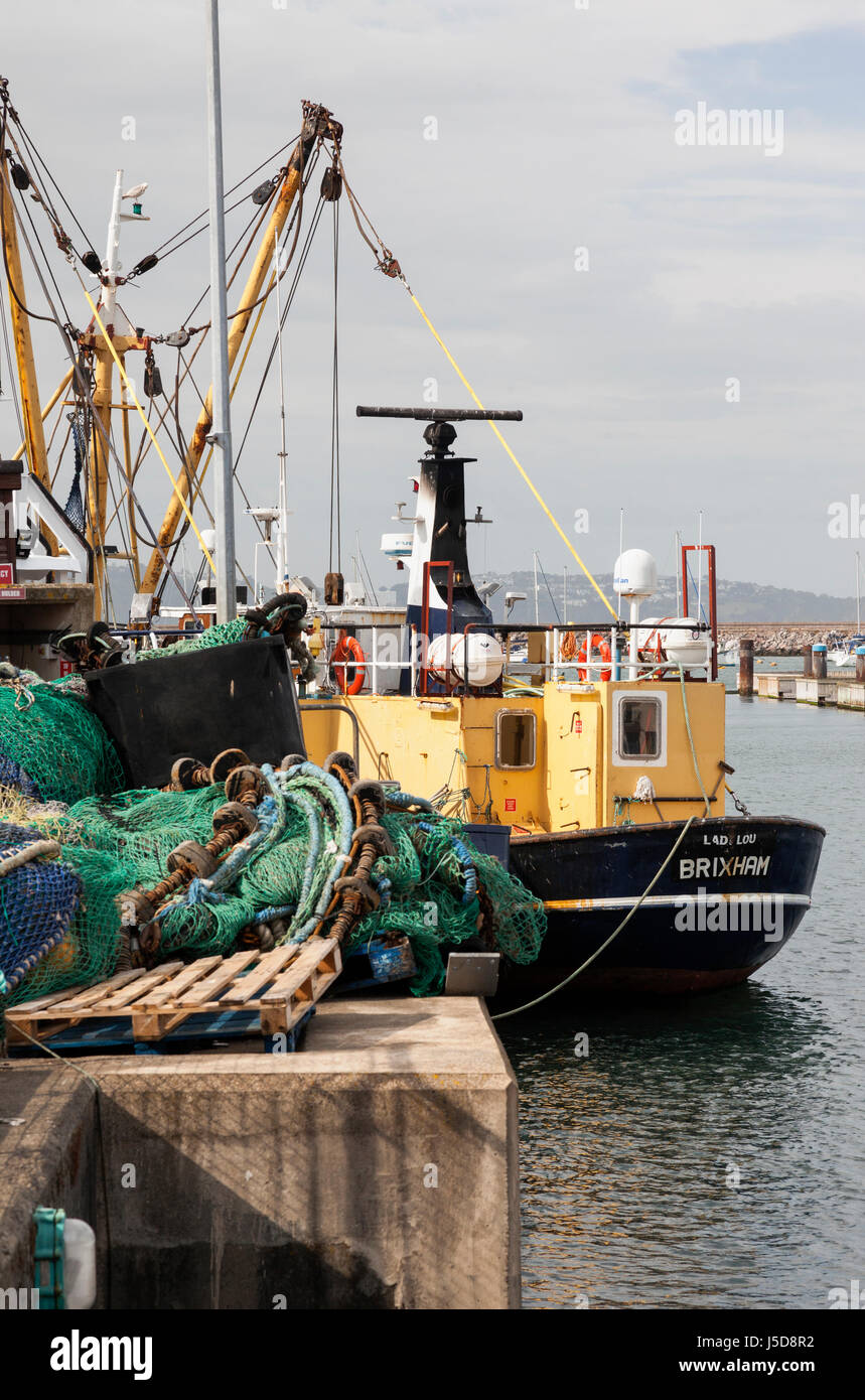 Ein Fischtrawler aus Brixham im Hafen von Brixham, South Devon, England, Vereinigtes Königreich Stockfoto