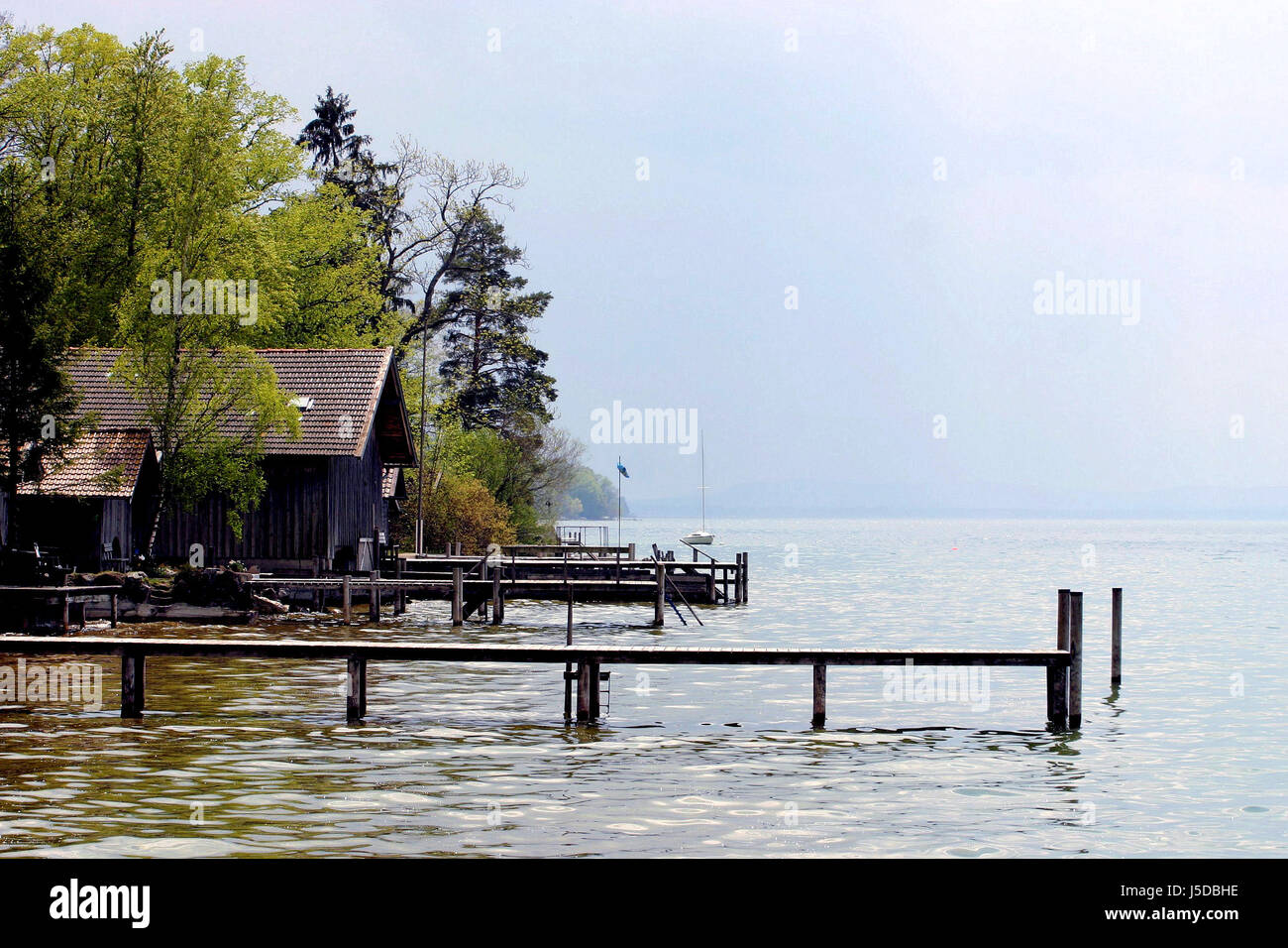 Gewitterstimmung am Starnberger See Stockfoto