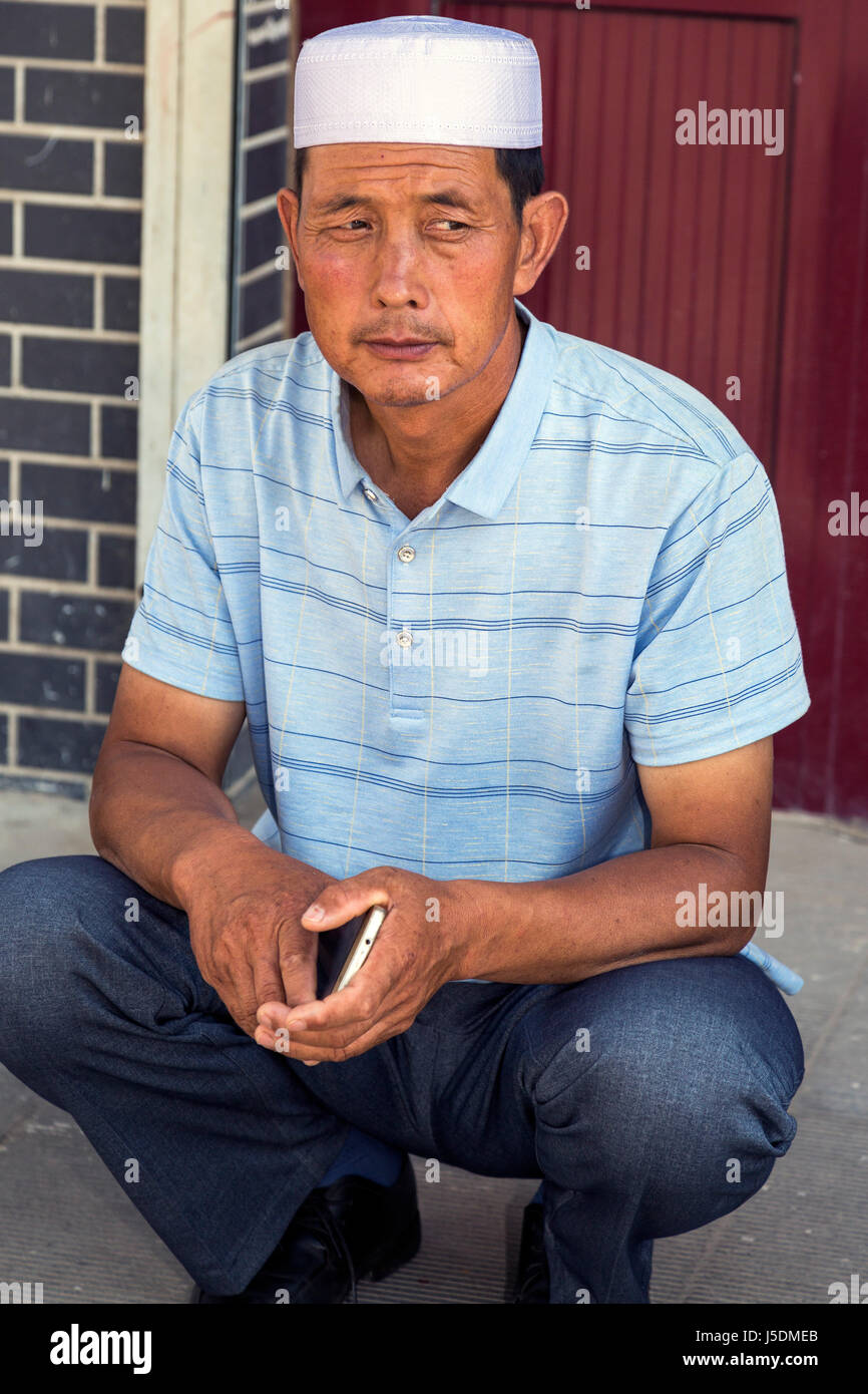 Ethnischen Hui Mann, Guyuan, Ningxia, China Stockfoto