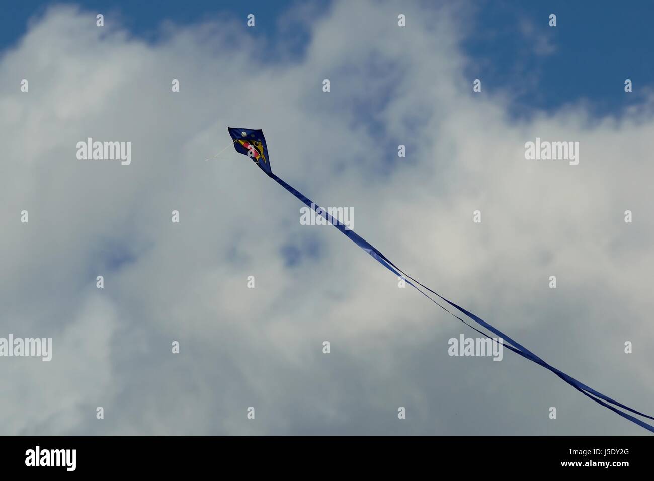 Blau nach oben Flug kleine winzige kleine kurze Tele Rute ein Firmament Himmel kite Stockfoto