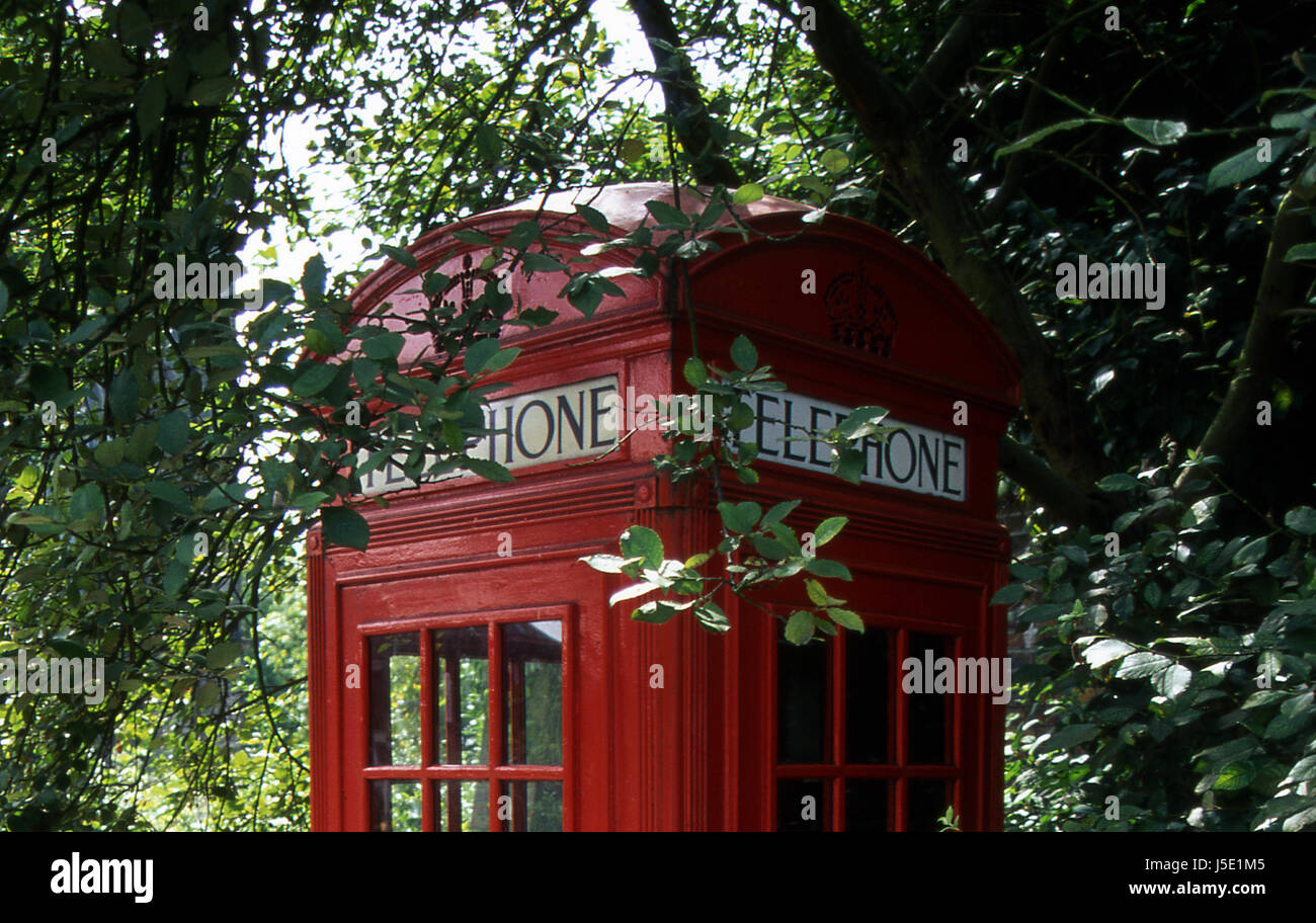 Telefon Phonebooth Telefon Kiosk Telefonzelle Telefon Telefon Buchsbaum Stockfoto