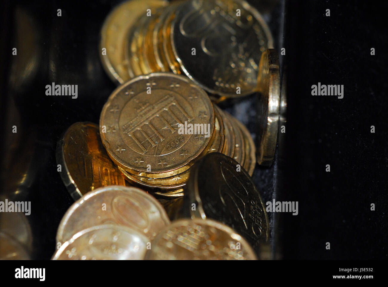 Währung leer europäischen kaukasischen Euro Münzen Bundesbank Austausch-Einführung Stockfoto