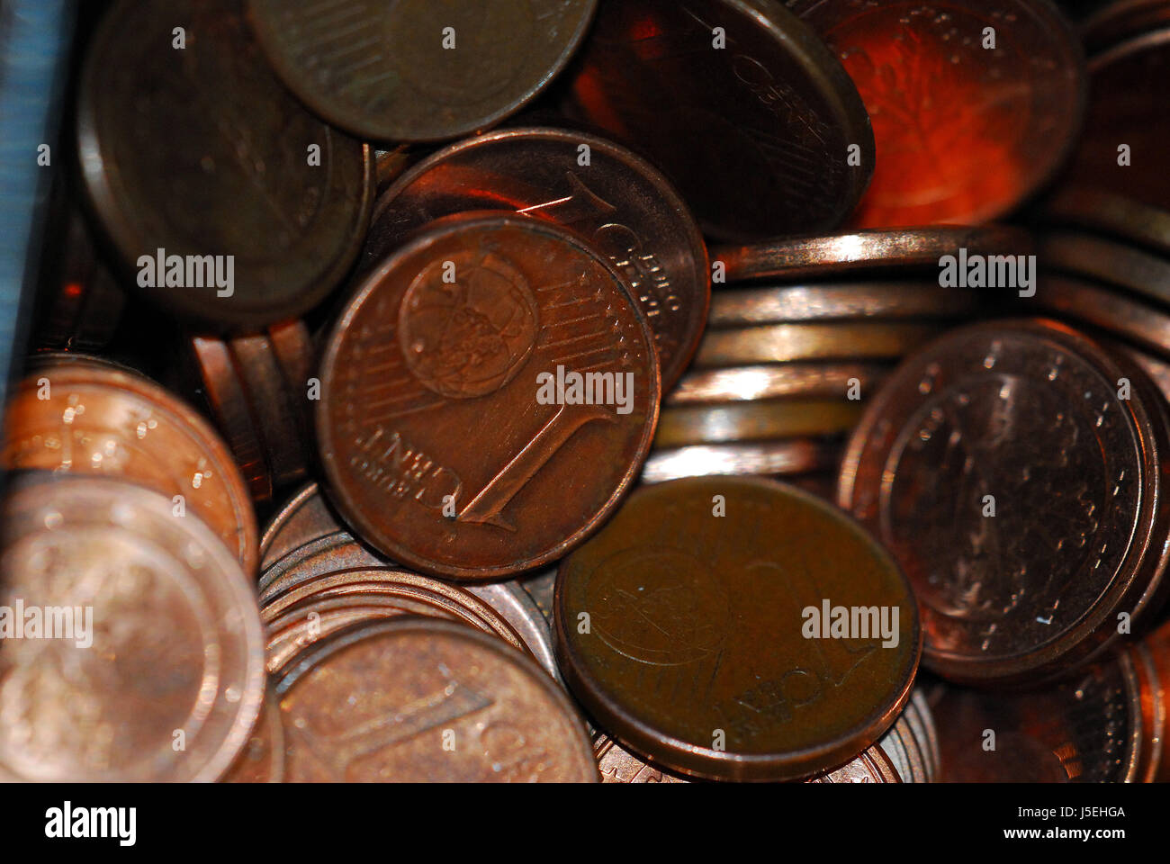 leere europäischen kaukasischen Euro Münzen Bundesbank Jubiläum Wechselstube Stockfoto