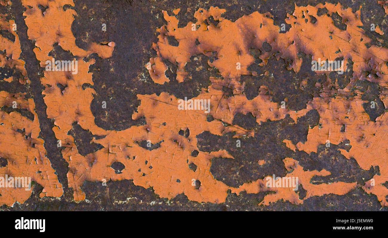 Rostigem Eisen metall Oberfläche mit orange Farbe. Textur und Hintergrund Stockfoto