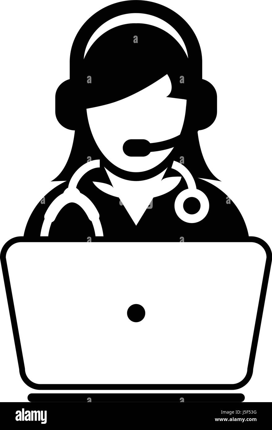 Frau Doktor Icon - Vektor ärztliche Person Avatar Symbol Online-Beratung für Beratung-Support-Service für Patienten in Glyph Piktogramm Abbildung Stock Vektor