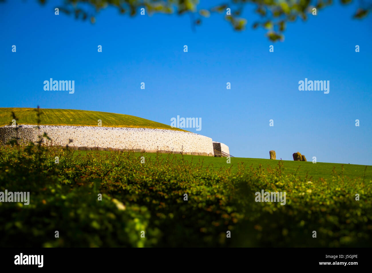 Newgrange ist ein 5.200 Jahre alten Durchgang Grab befindet sich im Boyne Valley im alten Osten Irlands. Stockfoto