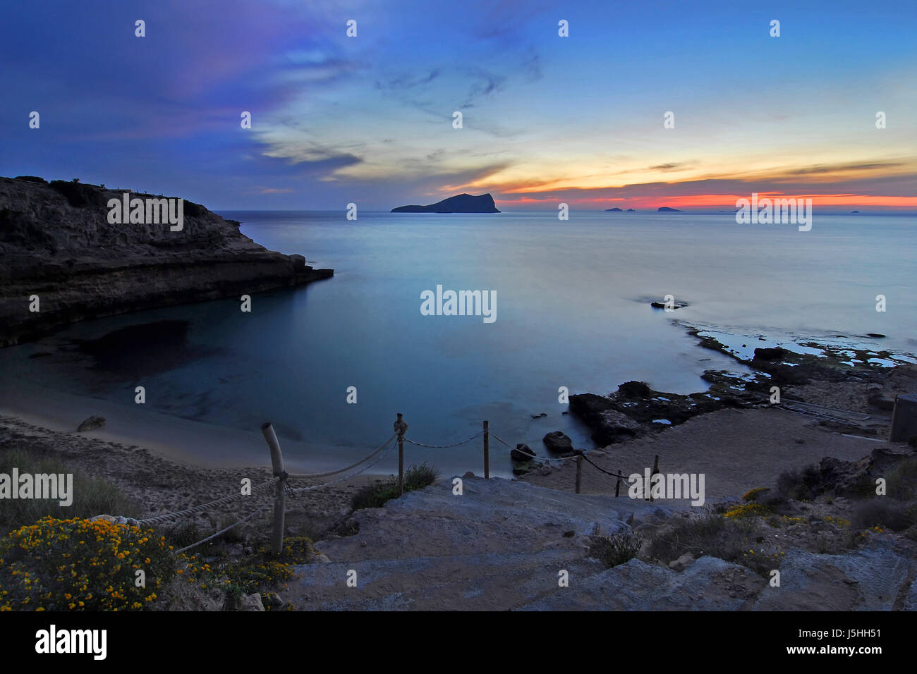 Sonnenuntergang an der Cala Conta ibiza Stockfoto