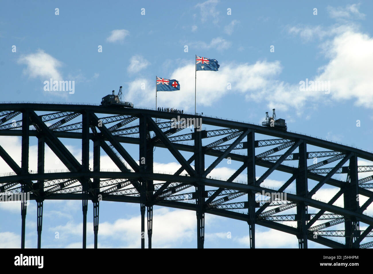 Architekturstadt Stadtbrücke Hafen Australien Flagge Anblick Ansicht outlook Stockfoto