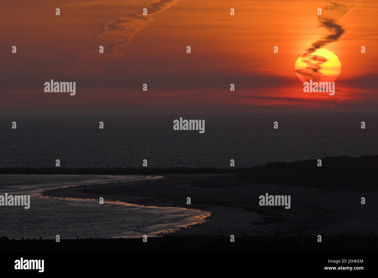 Sunrise Romantik Natur spielen Glut Helgoland Naturstimmung naturimpression Stockfoto