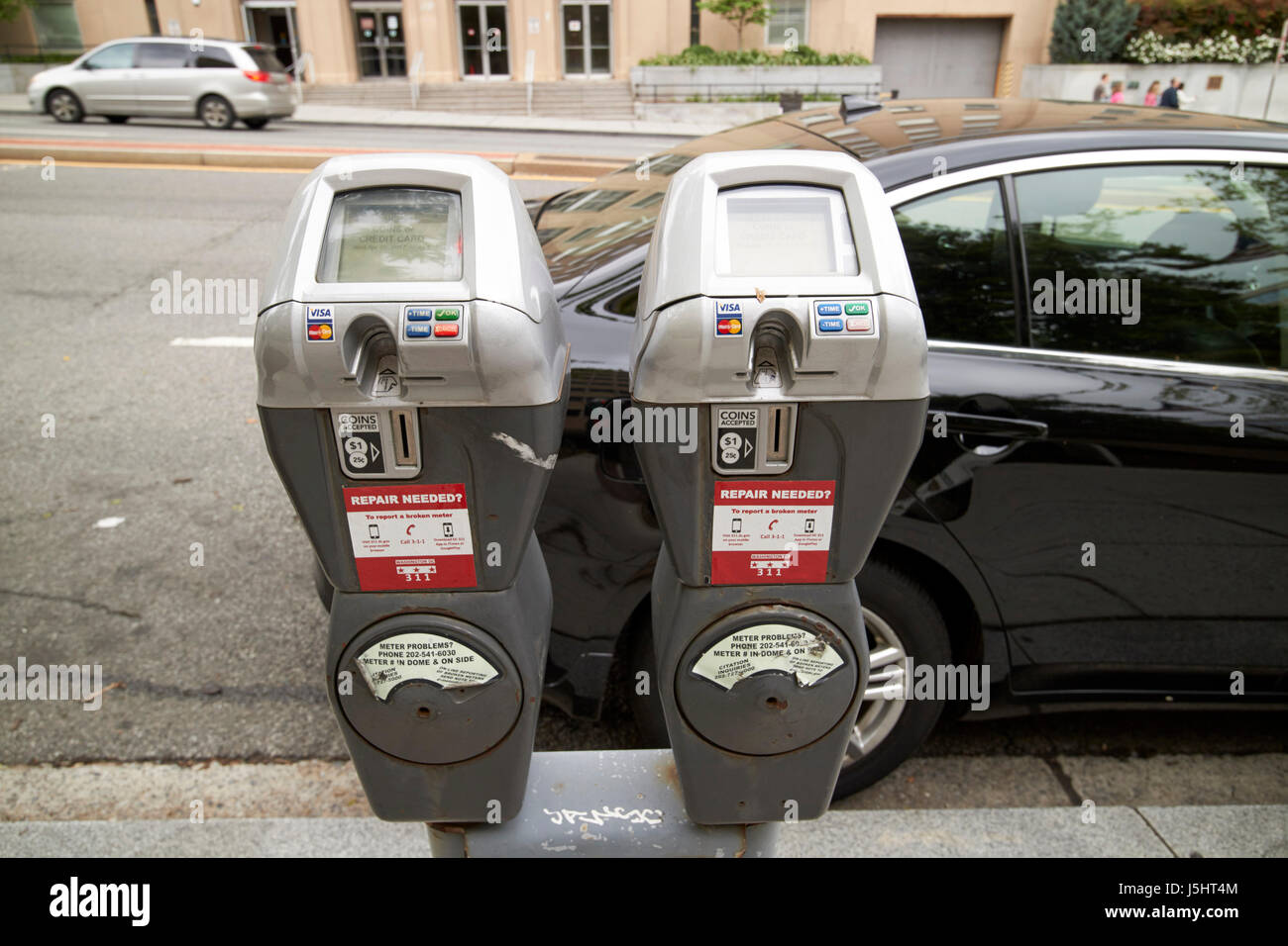 Münze und Kreditkarte Parkuhren Onstreet in Washington DC USA Stockfoto