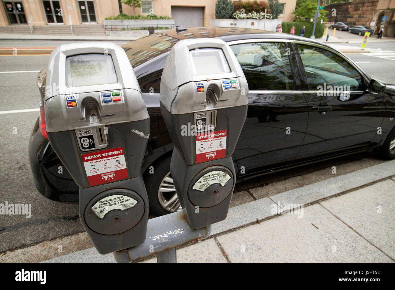 Münze und Kreditkarte Parkuhren Onstreet in Washington DC USA Stockfoto