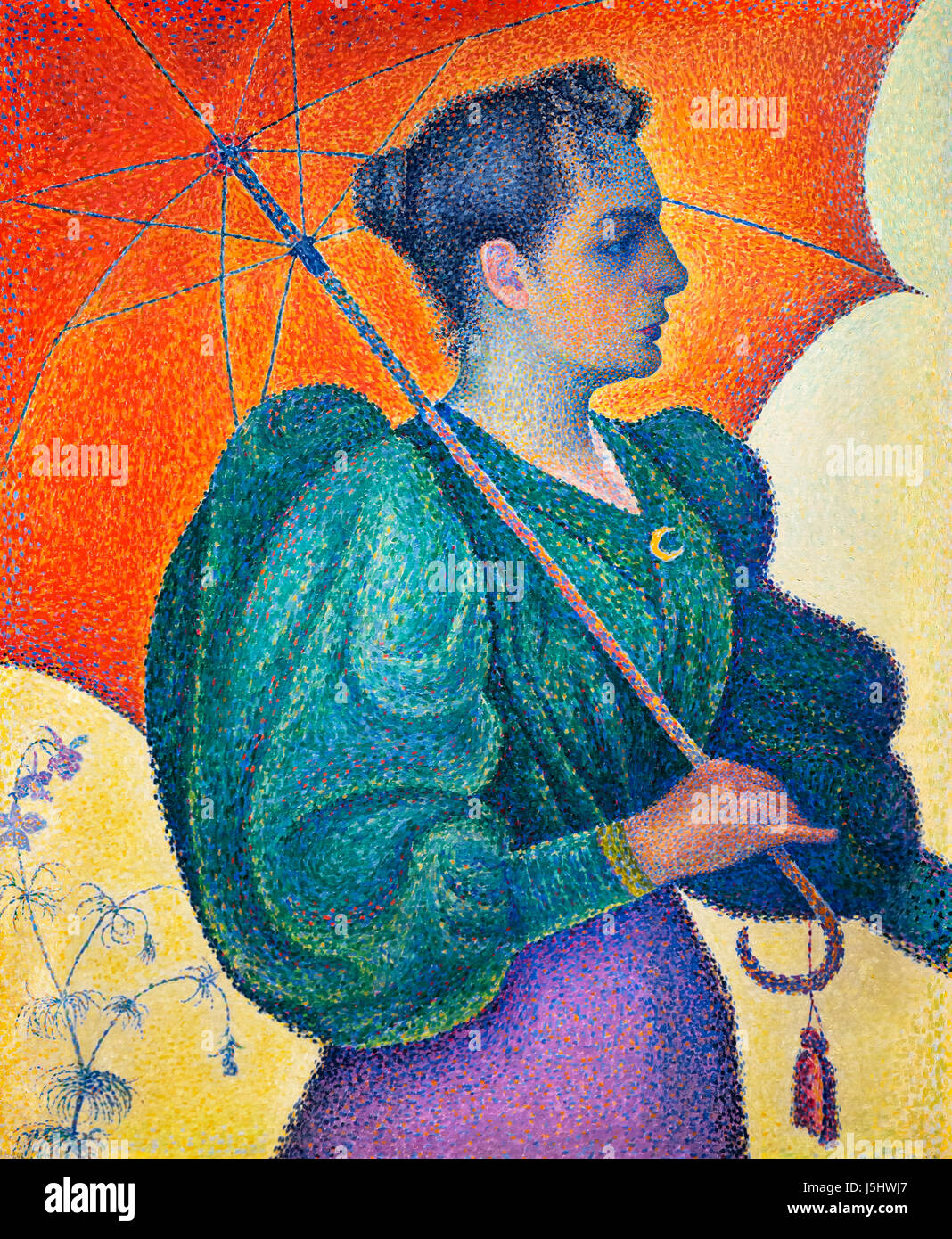 Pointillismus. "La Femme a l'Ombrelle" von Paul Signac (1863-1935), Öl auf Leinwand, 1893 Stockfoto