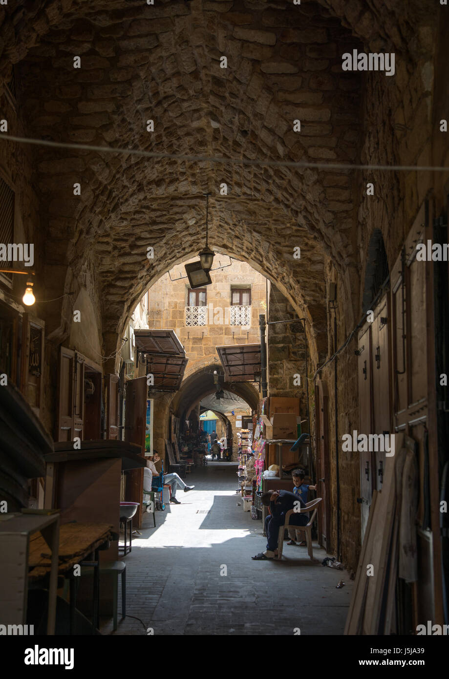 Alten bedeckt Souk, South Governorate, Sidon, Libanon Stockfoto